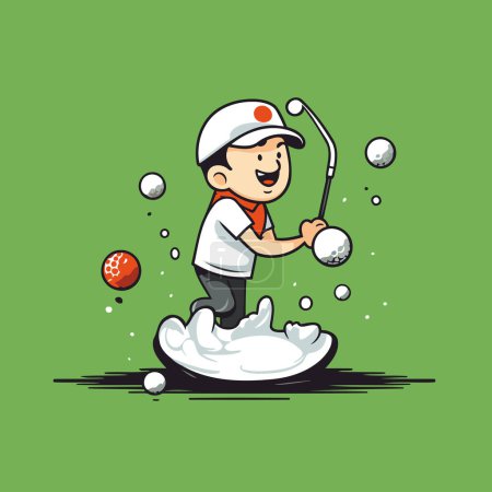 Illustration for Cartoon golfer playing golf. Vector illustration of a cartoon golfer playing golf. - Royalty Free Image