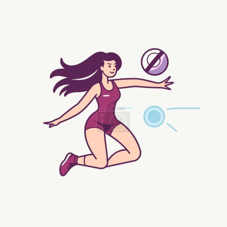 Illustration for Volleyball player woman vector illustration. Cartoon girl playing volleyball. - Royalty Free Image