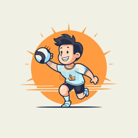 Ilustración de Jugador de fútbol con ilustración de vector de pelota. Personaje de jugador de fútbol de dibujos animados. - Imagen libre de derechos