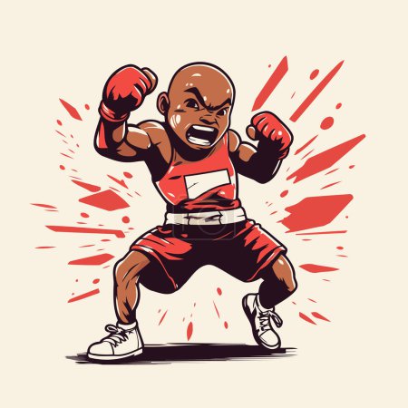 Illustration for African american boxer in action. Vector illustration of a boxer. - Royalty Free Image