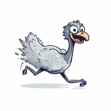 Illustration for Funny ostrich running. Vector illustration isolated on white background. - Royalty Free Image