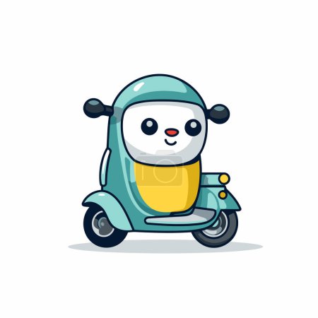 Illustration for Cute cartoon panda on a scooter. Vector illustration. - Royalty Free Image