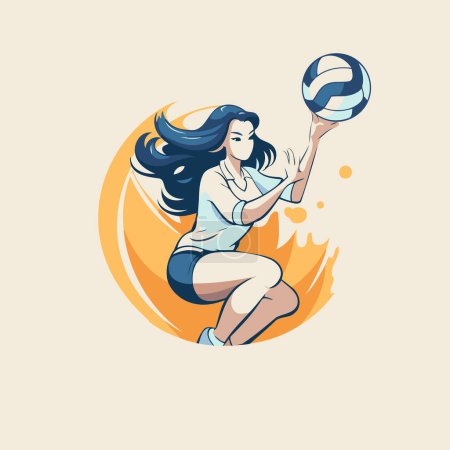 Illustration for Volleyball girl player with ball in hand. Vector illustration. - Royalty Free Image