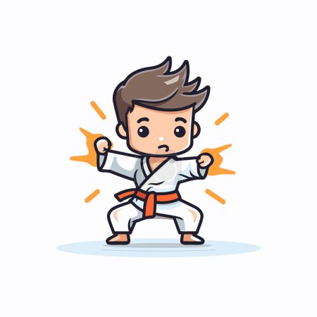 Illustration for Taekwondo boy character vector illustration. Cartoon karate boy character. - Royalty Free Image