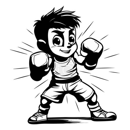 Téléchargez les illustrations : Boxer garçon avec gants de boxe. Illustration vectorielle prête pour la découpe vinyle. - en licence libre de droit