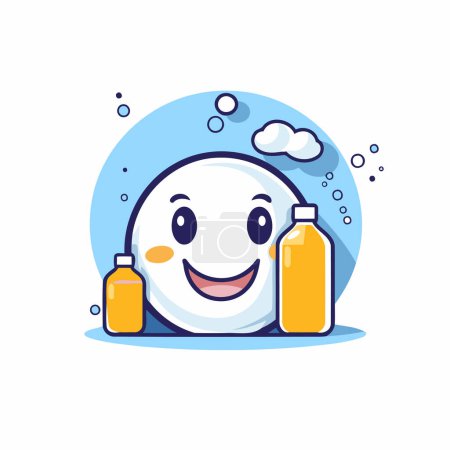 Illustration for Cute smiley face with detergents. Vector illustration. - Royalty Free Image