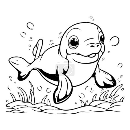 Ilustración de Dibujo para colorear de un lindo pez Vector Ilustración - Imagen libre de derechos