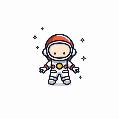 Téléchargez les illustrations : Jolie icône astronaute dans un style plat. Illustration vectorielle astronaute sur fond blanc isolé. - en licence libre de droit
