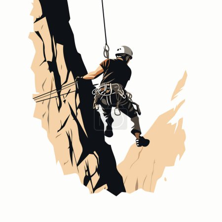 Illustration for Rock climber climbing on a cliff. Vector illustration of rock climbing. - Royalty Free Image