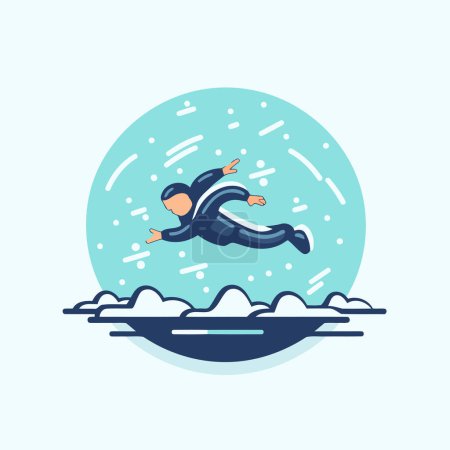 Vector illustration of a man jumping in the water. Flat design.
