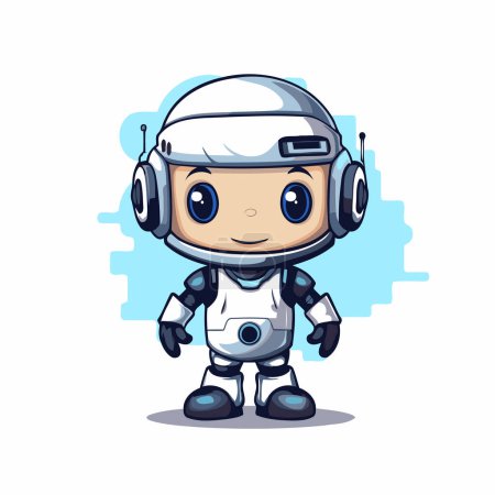 Illustration for Cute robot with headphones isolated on white background. Vector illustration. - Royalty Free Image