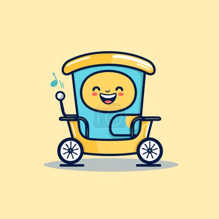 Illustration for Cute cartoon steam locomotive with smiling face. Vector illustration. - Royalty Free Image