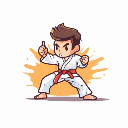 Ilustración de El chico Taekwondo en kimono. Ilustración vectorial. - Imagen libre de derechos