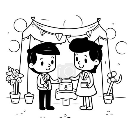 Illustration for Illustration of a Boy and Girl Celebrating Chinese New Year. - Royalty Free Image