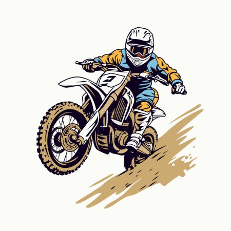 Téléchargez les illustrations : Cavalier de motocross. Illustration vectorielle d'un motocycliste sur une moto. - en licence libre de droit