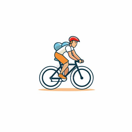 Illustration for Cyclist flat color vector icon. Cyclist riding a bicycle - Royalty Free Image