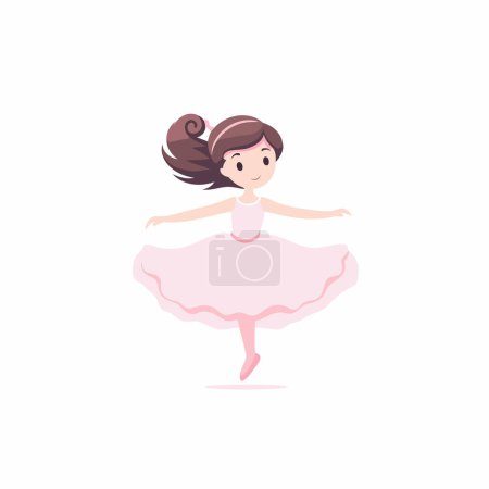 Téléchargez les illustrations : Jolie petite ballerine dans un tutu rose dansant. Illustration vectorielle. - en licence libre de droit