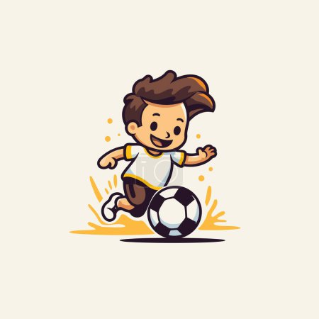 Illustration for Cute boy playing soccer. Vector illustration of a cartoon character. - Royalty Free Image