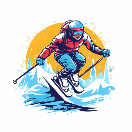 Illustration for Skiing. skier. snowboarder. Vector illustration - Royalty Free Image
