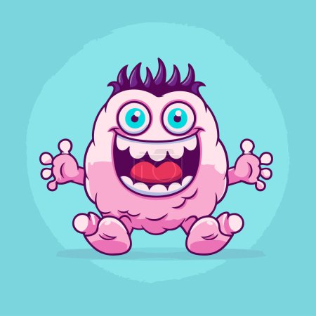 Illustration for Funny pink monster. Vector illustration. Cute cartoon monster. - Royalty Free Image
