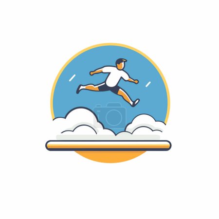 Ilustración de Hombre corriendo en las nubes. Ilustración vectorial en un estilo plano. - Imagen libre de derechos