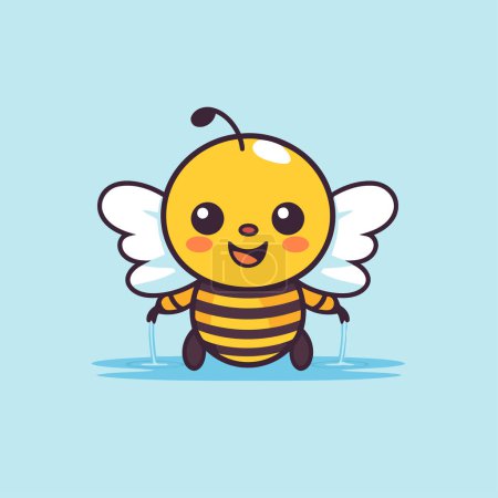 Illustration for Cute bee with wings. Cute cartoon character. Vector illustration. - Royalty Free Image