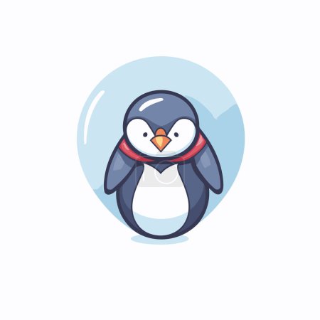 Téléchargez les illustrations : Jolie icône de pingouin. Illustration vectorielle d'un pingouin dessin animé. - en licence libre de droit