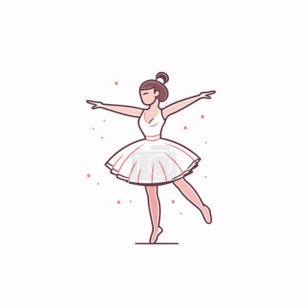 Ballerina in pink tutu on white background. Vector illustration.