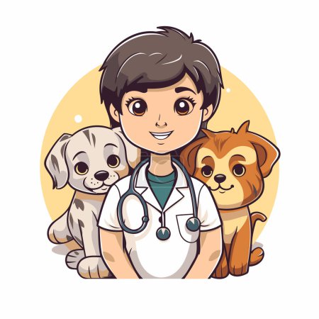 Illustration for Veterinarian with dogs cartoon icon vector illustration graphic design vector illustration graphic design - Royalty Free Image