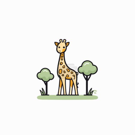 Téléchargez les illustrations : Icône de girafe en style plat. Illustration vectorielle animale sur fond blanc isolé. - en licence libre de droit