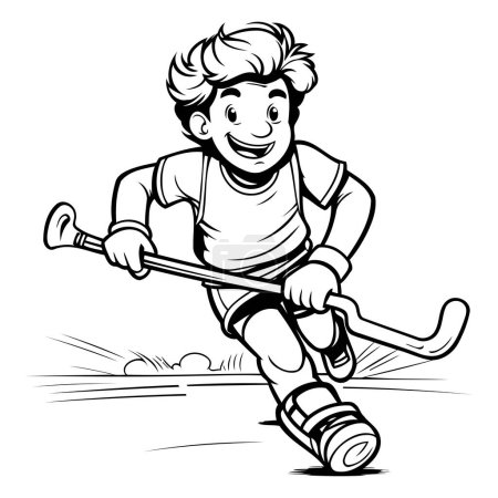 Illustration for Hockey player with stick. Vector illustration ready for vinyl cutting. - Royalty Free Image
