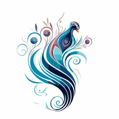 Illustration for Peacock in the style of a swan. Vector illustration - Royalty Free Image