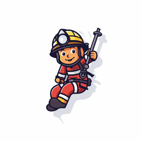 Ilustración de Personaje de dibujos animados bombero. Ilustración vectorial aislada sobre fondo blanco. - Imagen libre de derechos