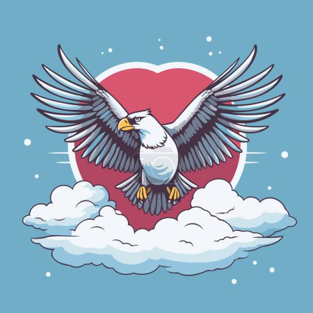 Illustration for Eagle with wings and heart in the sky. Vector illustration. - Royalty Free Image