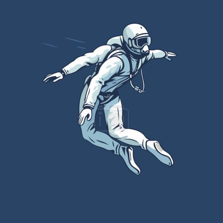 Téléchargez les illustrations : Un astronaute volant dans l'espace. Illustration vectorielle de l'astronaute. - en licence libre de droit