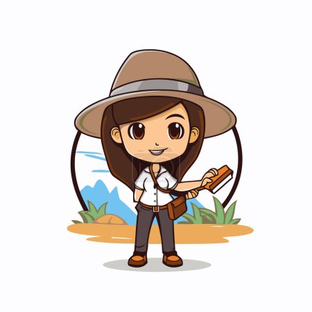 Ilustración de Linda chica granjera con sombrero sobre fondo blanco. diseño colorido. ilustración vectorial - Imagen libre de derechos