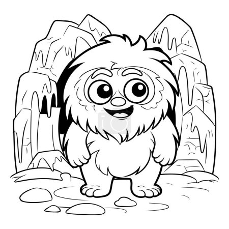 Téléchargez les illustrations : Illustration de dessin animé noir et blanc de personnage animal chien mignon pour livre à colorier - en licence libre de droit
