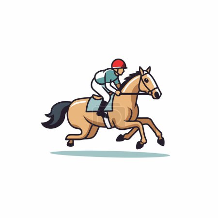 Téléchargez les illustrations : Course de chevaux. sport équestre. jockey cheval vecteur Illustration - en licence libre de droit