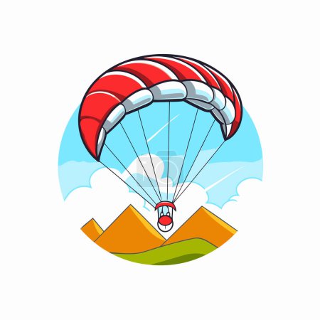 Illustration for Parachute flying in the sky. Parachutist vector illustration. - Royalty Free Image