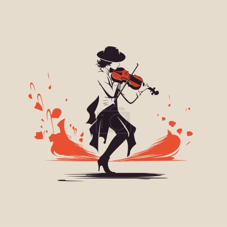 Téléchargez les illustrations : Fille flamenco jouant du violon. Illustration vectorielle pour votre design - en licence libre de droit