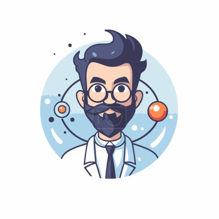 Illustration for Scientist man cartoon character. Vector illustration in flat design style. - Royalty Free Image