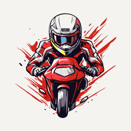 Illustration for Racing motorcyclist with helmet. Vector illustration for t-shirt print - Royalty Free Image