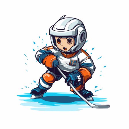 Illustration for Cartoon ice hockey player. Vector illustration isolated on white background. - Royalty Free Image