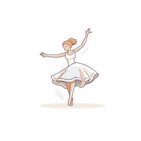 Ilustración de Bailarina en tutú blanco y punta. Ilustración vectorial - Imagen libre de derechos