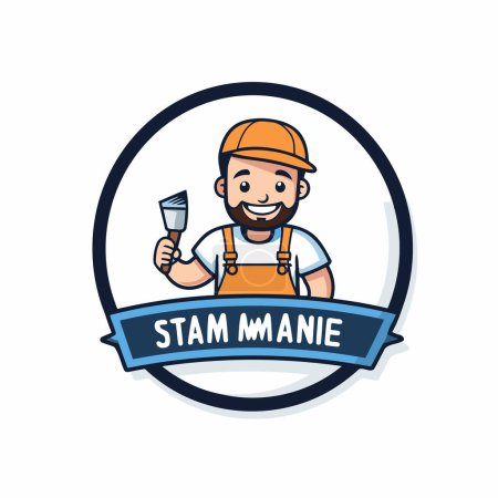 Illustration for Plumber with tools. Vector illustration in cartoon style on white background. - Royalty Free Image