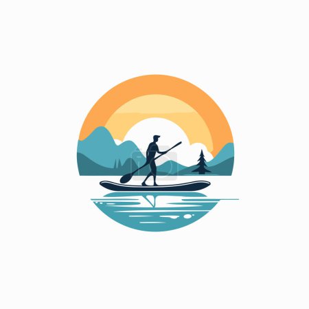 Illustration for Kayaking vector logo template. Canoeing and paddling icon. - Royalty Free Image