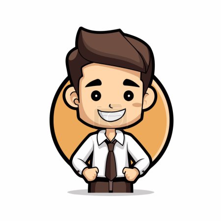 Ilustración de Hombre de negocios sonriente personaje de la mascota de dibujos animados Vector Ilustración. - Imagen libre de derechos