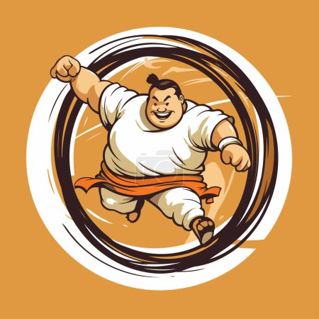 Ilustración de Luchador de sumo con cinturón de karate. Ilustración vectorial de un luchador de sumo - Imagen libre de derechos