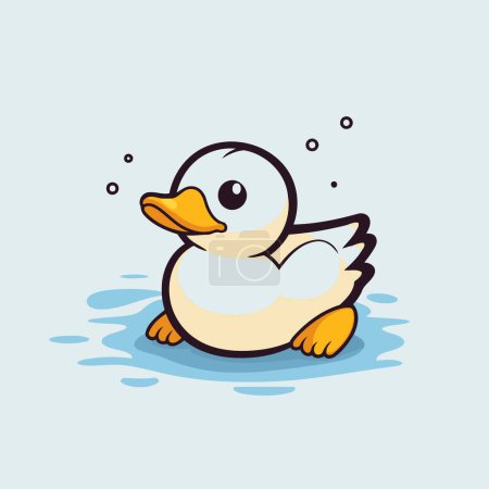 Ilustración de Pato nadando en la ilustración del vector de agua. lindo personaje de dibujos animados. - Imagen libre de derechos