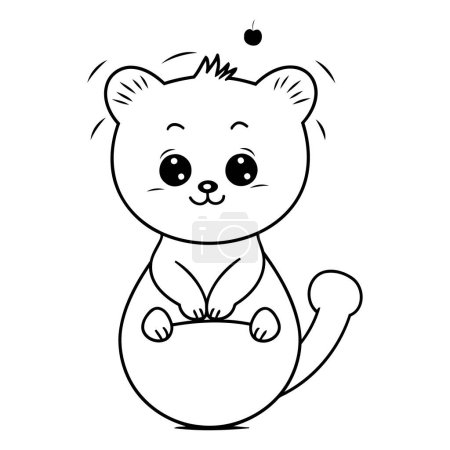 Téléchargez les illustrations : Joli petit hamster avec une balle. Livre à colorier pour enfants. - en licence libre de droit